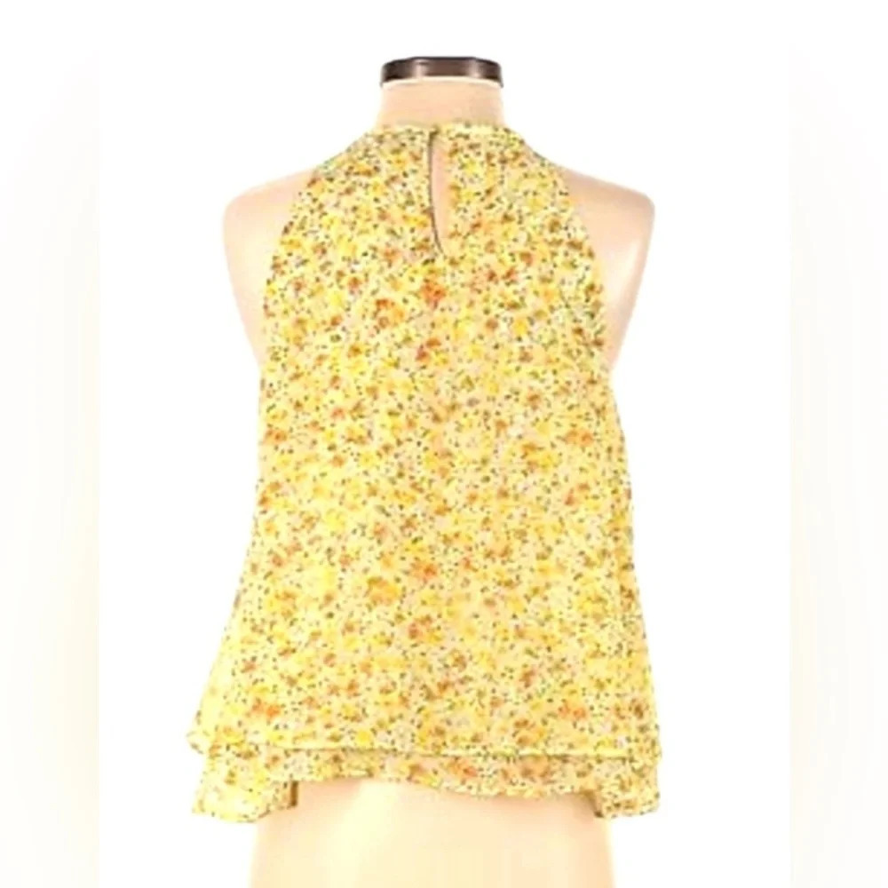 Zara basic yellow floral halter tank sz XS - Picture 2 of 3